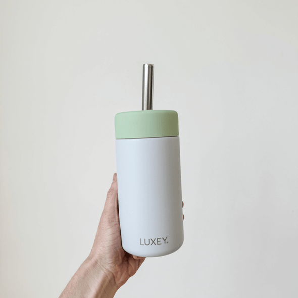 ** PRE-ORDER ** PISTACHIO & GRAY - Stainless Steel Reusable Cup 12oz